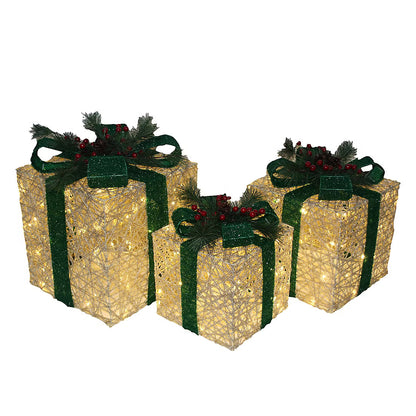 Berkley Jensen 3 Lighted Shine Boxes, Gold