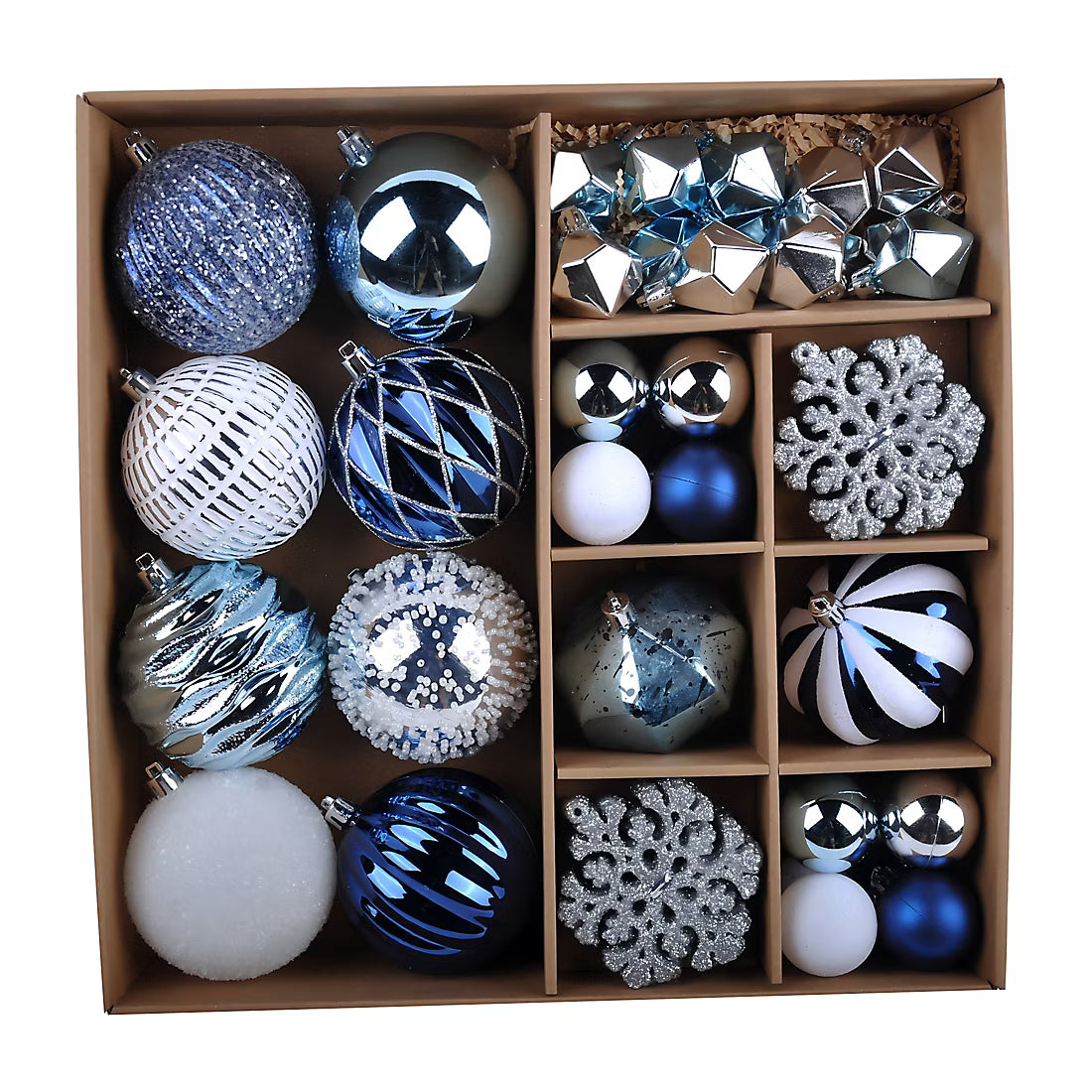 Christmas Balls Ornaments Set- Red, Green, 60 Pc.