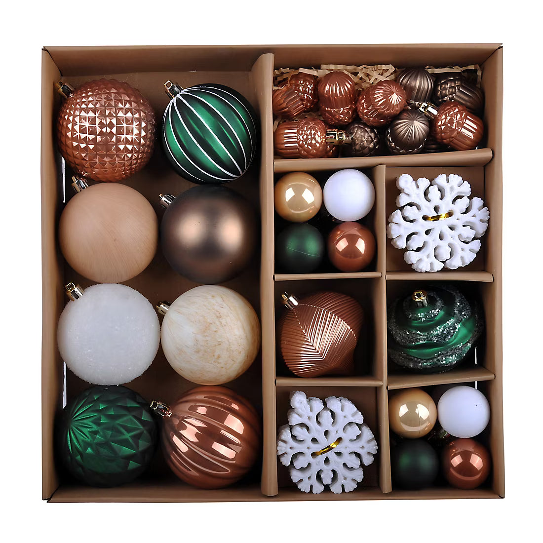 Christmas Balls Ornaments Set- Red, Green, 60 Pc.