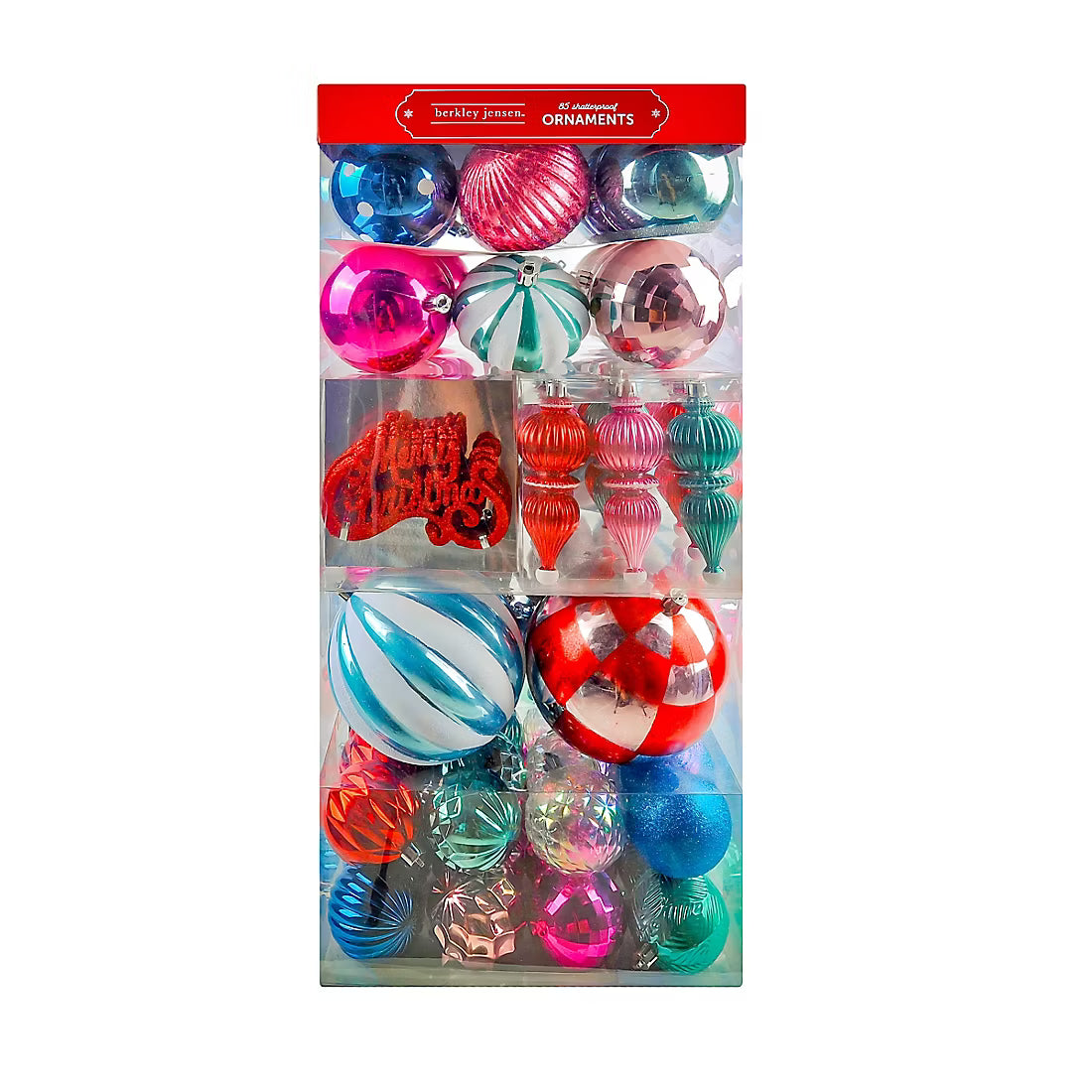 Christmas Balls Ornaments Set- Red, Green, 85 Pc.