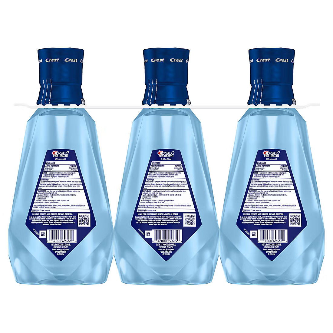 Crest Pro Health Whole Mouth Protection Mouthwash, Alcohol Free, Clean Mint Flavor, 3 pk./1L