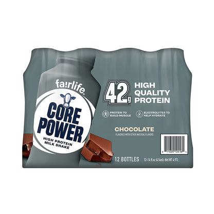 Core Power High Protein Shake, Chocolate, 42g Protein, 12 pk./14 fl. oz.