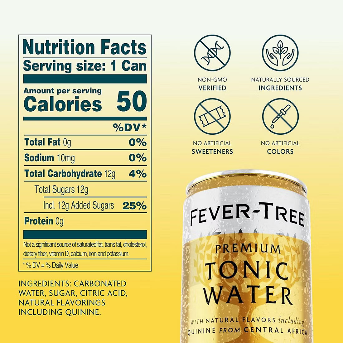 Fever-Tree Premium Tonic Water, Crisp and Fresh, 50 Calories, Cans, 8 pk./150ml
