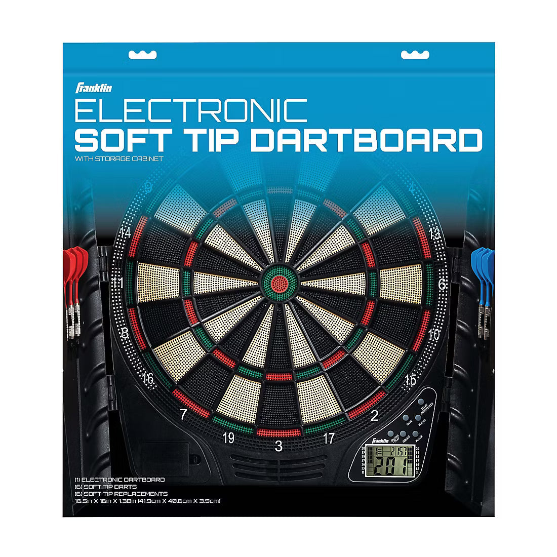Franklin Sports Electronic Dartboard Set - Soft Tip Electronic Dartboard with Cabinet and Darts