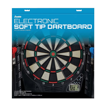 Franklin Sports Electronic Dartboard Set - Soft Tip Electronic Dartboard with Cabinet and Darts