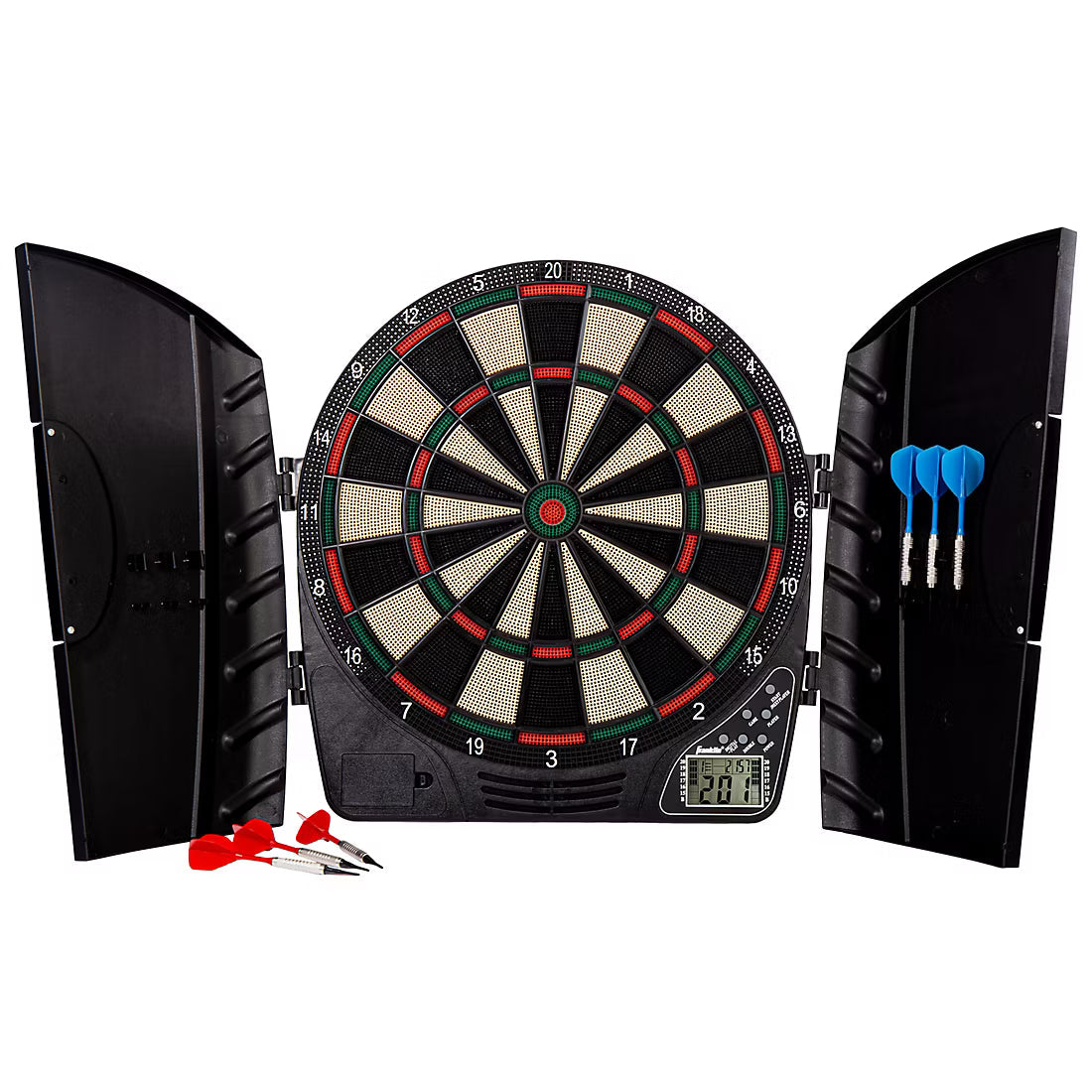 Franklin Sports Electronic Dartboard Set - Soft Tip Electronic Dartboard with Cabinet and Darts