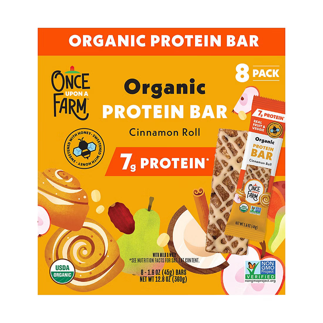 Once Upon A Farm Refrigerated Protein Bars, Cinnamon Roll, 8 pk./1.6 oz.