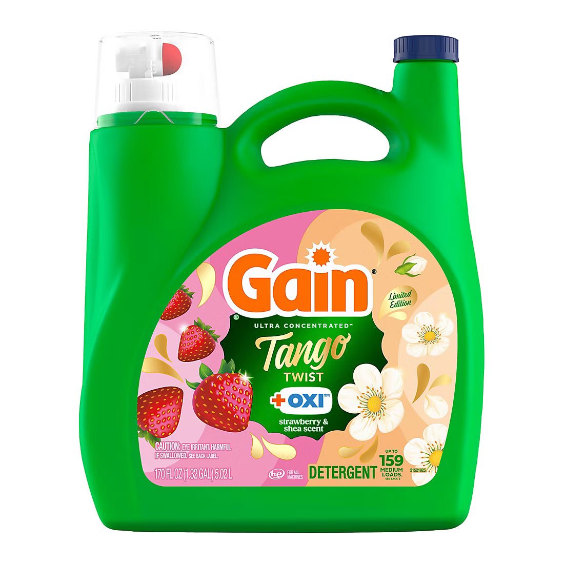 Gain Tango Twist Laundry Detergent Liquid, Strawberry and Shea Scent, 170 fl. oz.