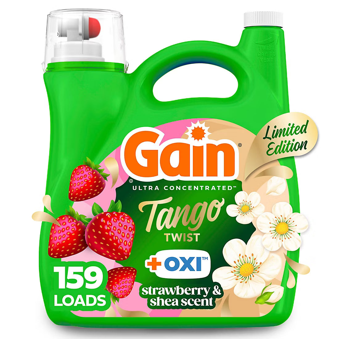 Gain Tango Twist Laundry Detergent Liquid, Strawberry and Shea Scent, 170 fl. oz.