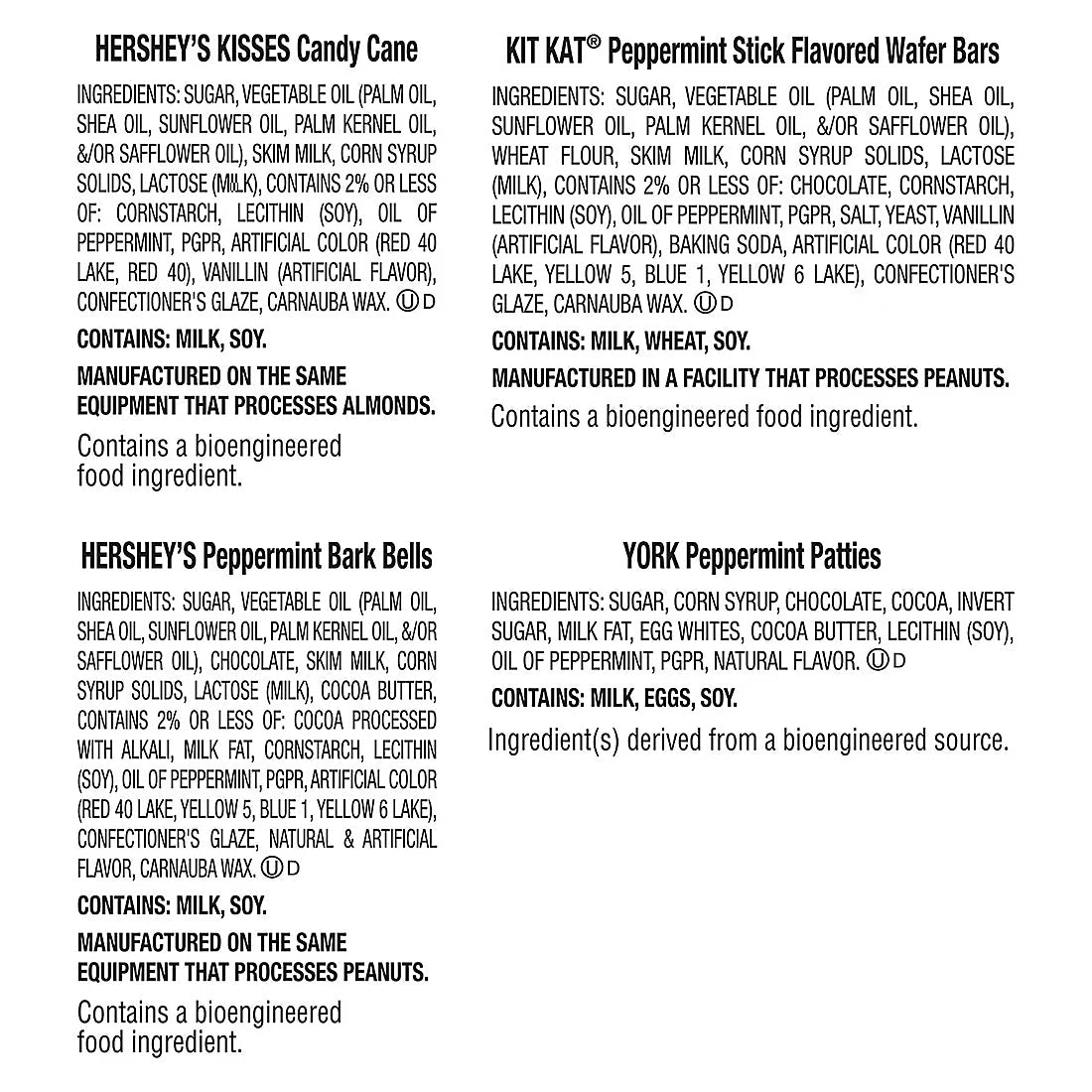 Hershey's, Kit Kat, and York Peppermint Patties Christmas Candy Bulk Bag, 135 ct.