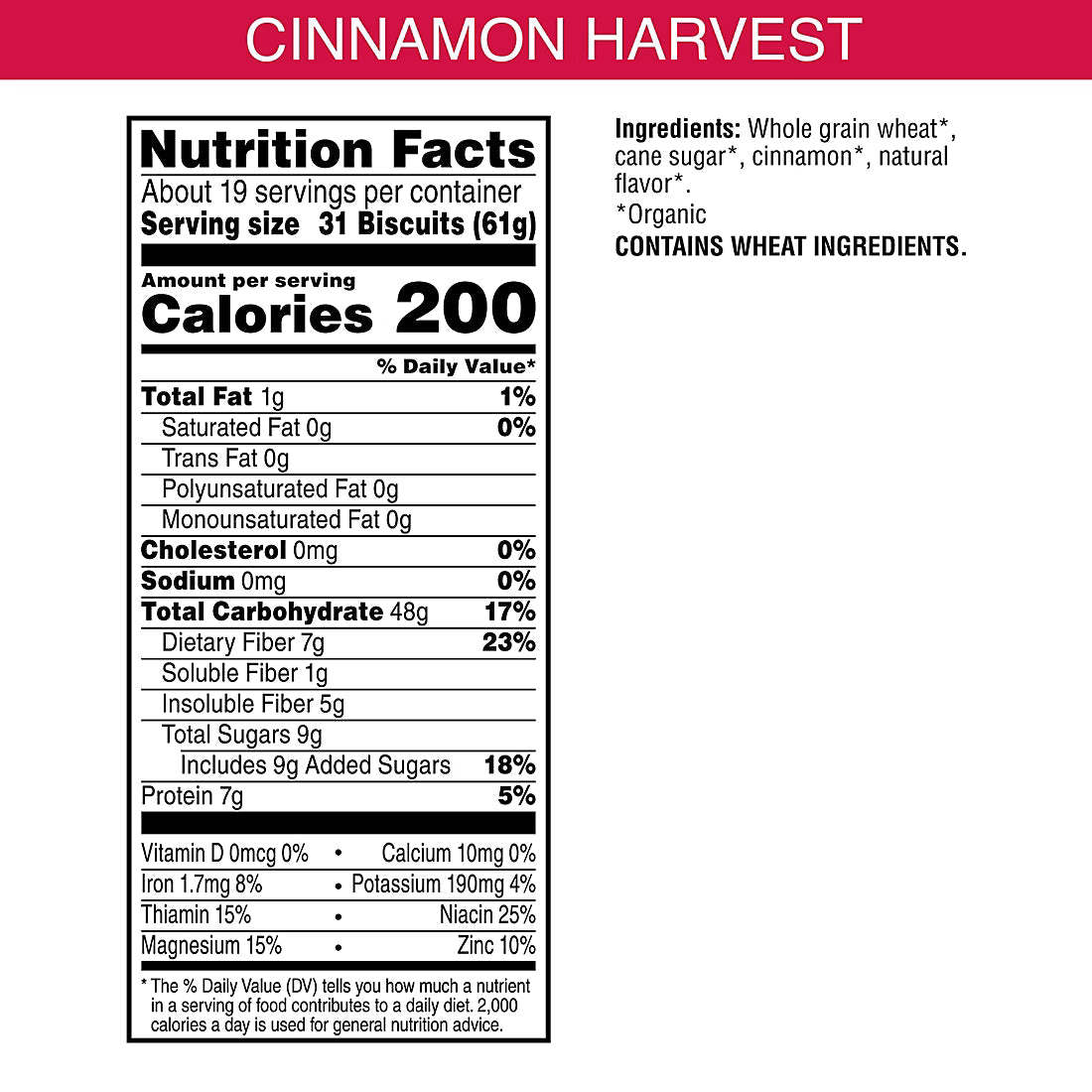 Kashi Organic Cinnamon Harvest Cereal, Four Simple Ingredients, 100% Whole Grain, 7g Protein, 42 oz.