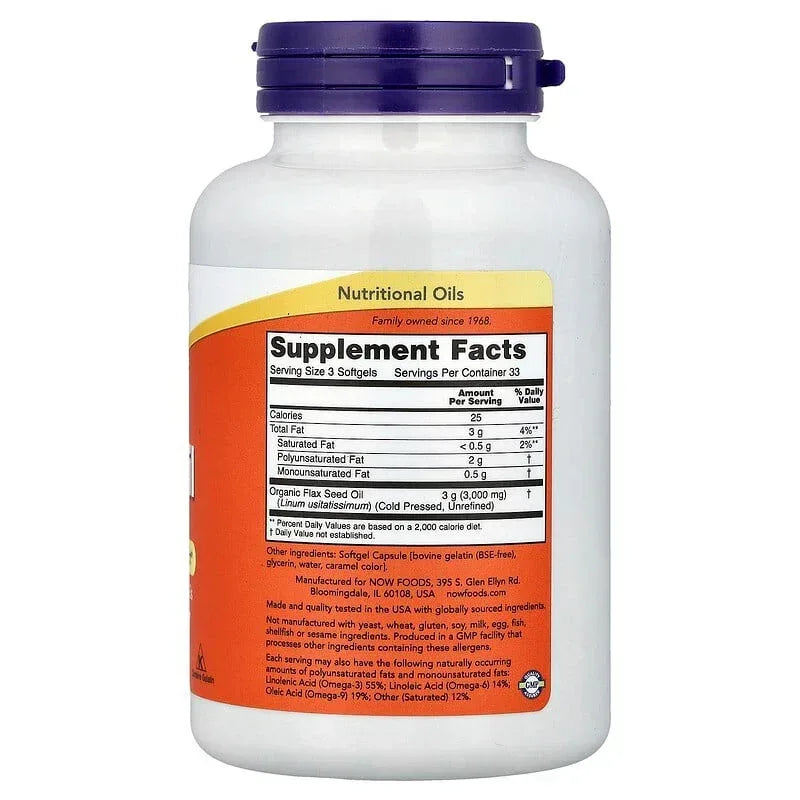 NOW Foods, Flax Oil, Softgels (1,000 mg per Softgel)