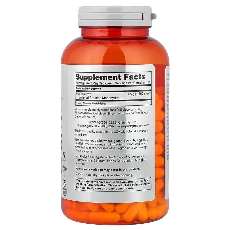 NOW Foods, Sports, Kre-Alkalyn® Creatine, 120 Veg Capsules (750 mg per Capsule)