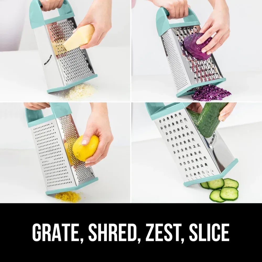 GORILLA GRIP Cheese Grater, BPA Free Stainless Steel Box Graters, Cheeses and Veggie Shredder