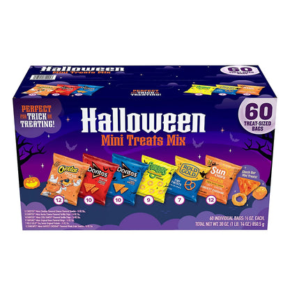 Frito Lay Variety Pack of Snacks and Chips, Halloween Mini Treats Mix, Snack Bags, 60 ct./0.5 oz.