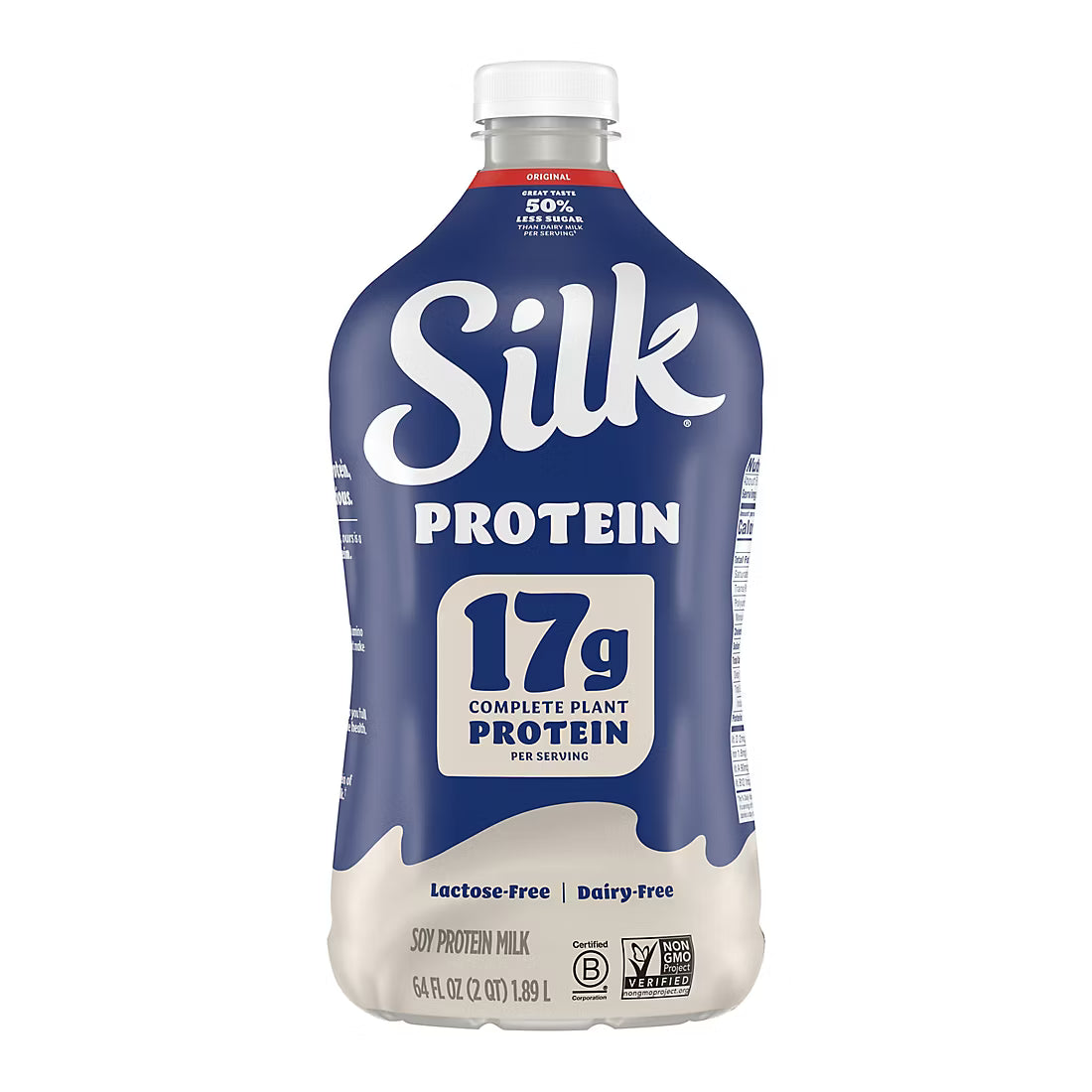 Silk Protein Soy Milk, Dairy Free, Lactose Free, Plant Based, 17g Protein, Half Gallon Bottle, 64 fl. oz.