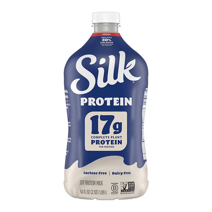 Silk Protein Soy Milk, Dairy Free, Lactose Free, Plant Based, 17g Protein, Half Gallon Bottle, 64 fl. oz.