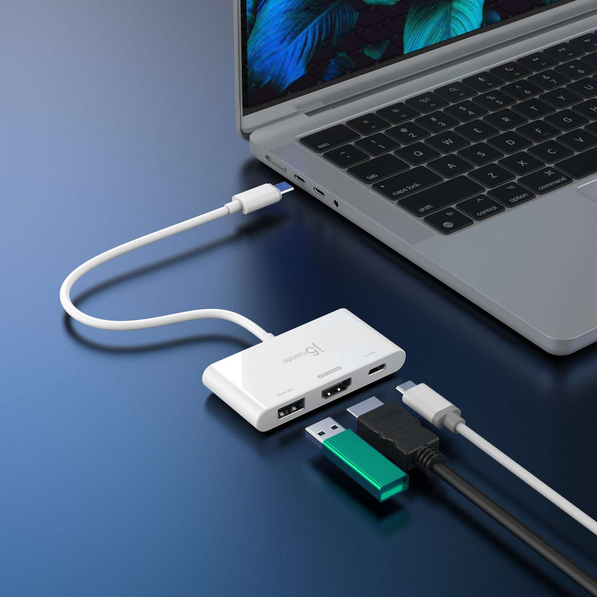 J5create JCA399 3-Ports USB C Hub with Power Delivery 100W, White