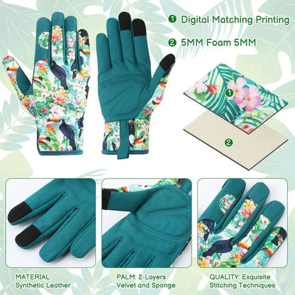 Hengguang Gardening Gloves for Women - Thorn Proof & Puncture Resistant, Breathable Floral Gloves for Rose Pruning,Mother's Day Gift (Floral Design)