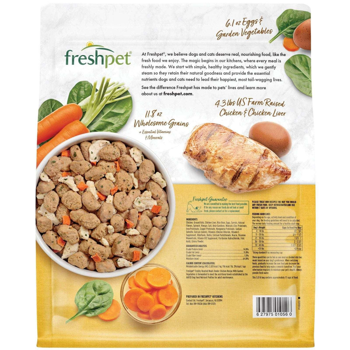 Freshpet Fresh Dog Food, Tender Chicken Recipe, Freshly Roasted Meals, 5.5 lb.