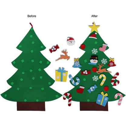 TETOU 3Ft DIY Felt Christmas Tree for Kids, Felt Xmas Tree Set with 26pcs Ornaments, Christmas Decorations Indoor Wall Hanging Kids Gift