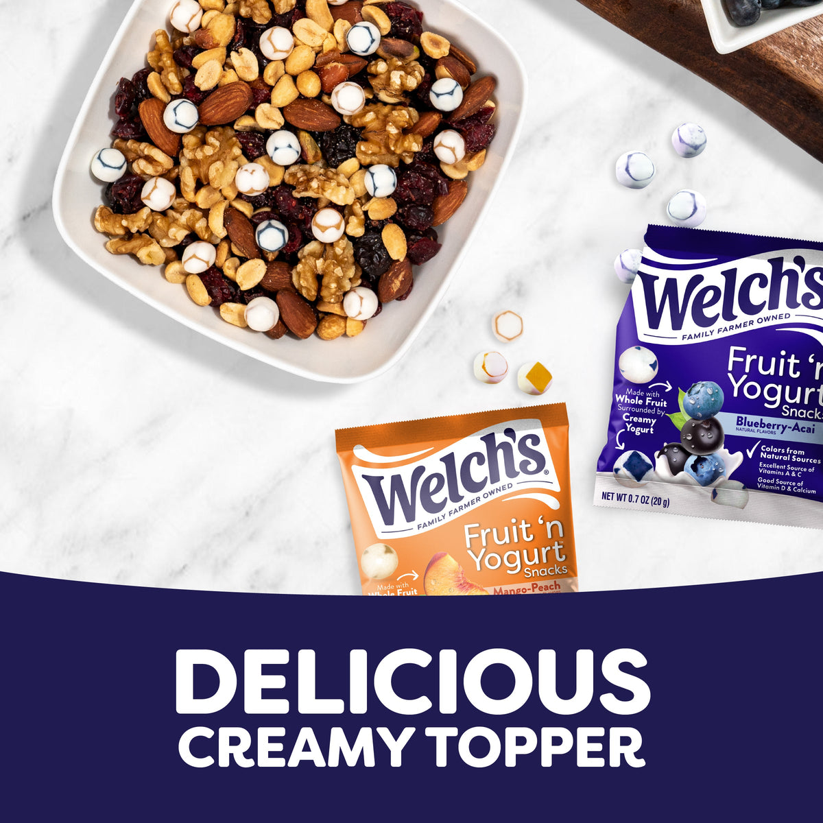 Welch's Fruit 'N Yogurt Blueberry-Acai. & Mango-Peach Soft Fruit Snacks, .7 oz, 20 Count