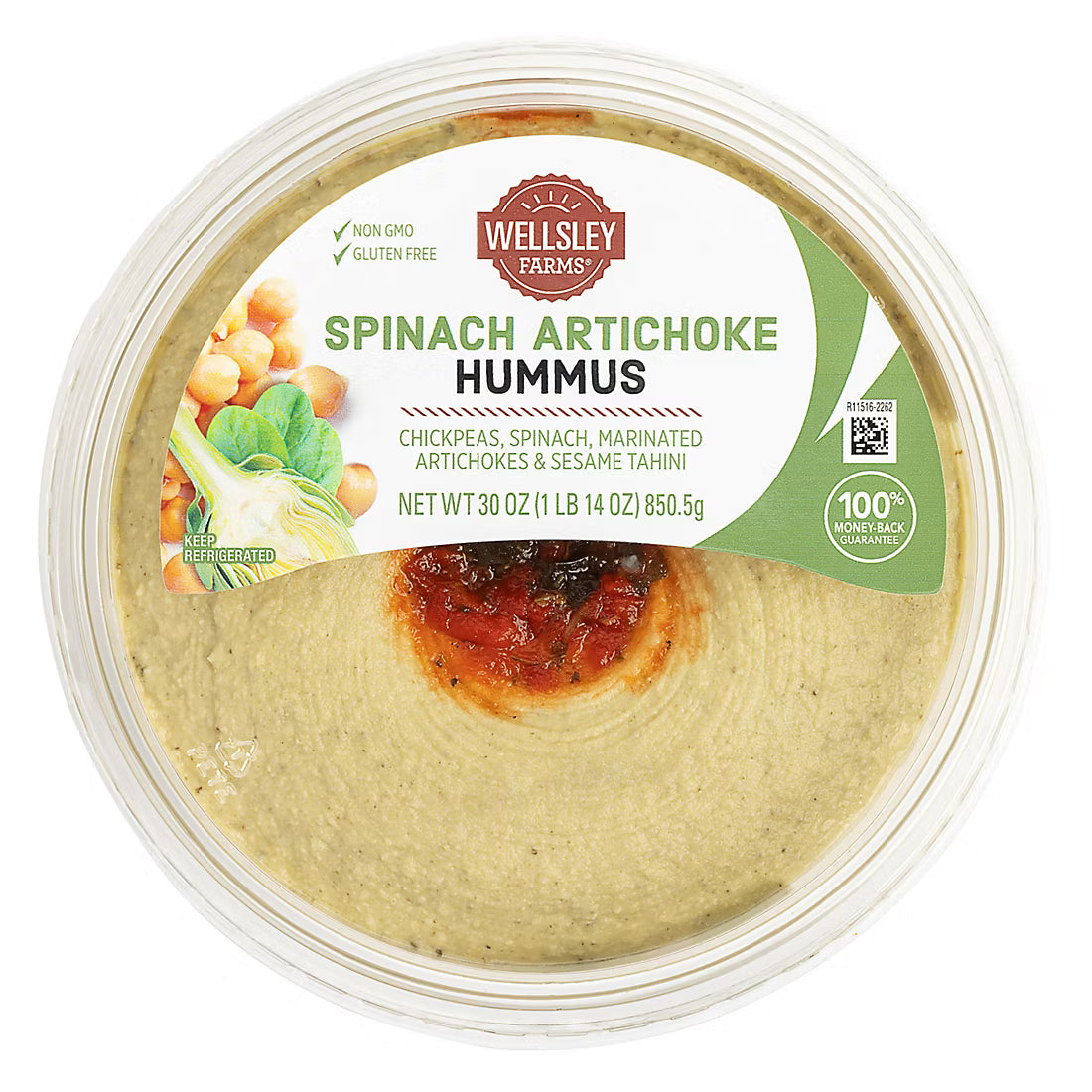 Wellsley Farms Spinach and Artichoke Hummus, 30 oz.