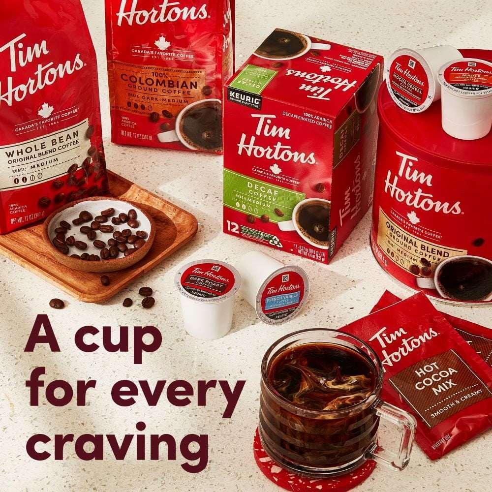 Tim Hortons Dark Roast K-Cup Coffee Pods for Keurig Brewers, Recyclable, 24 Ct