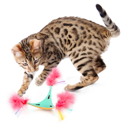 SmartyKat Swat 'N Spin Interactive Cat Toy for Exercise & Stimulation, Medium, Blue
