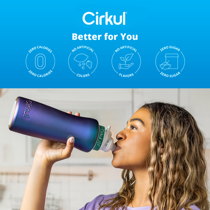 Cirkul 32oz Chameleon Stainless Steel Starter Kit with Chameleon Cirkul Lid 2.0 and 2 Flavor Cartridges (Blackberry Blueberry & Berry Blue Punch)