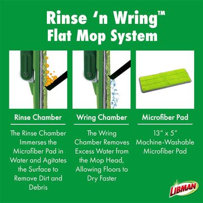 Libman Rinse N Wring Flat Mop System with Microfiber Pad