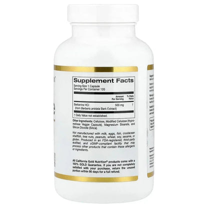 California Gold Nutrition, Berberine HCI, 500 mg, 120 Veggie Capsules