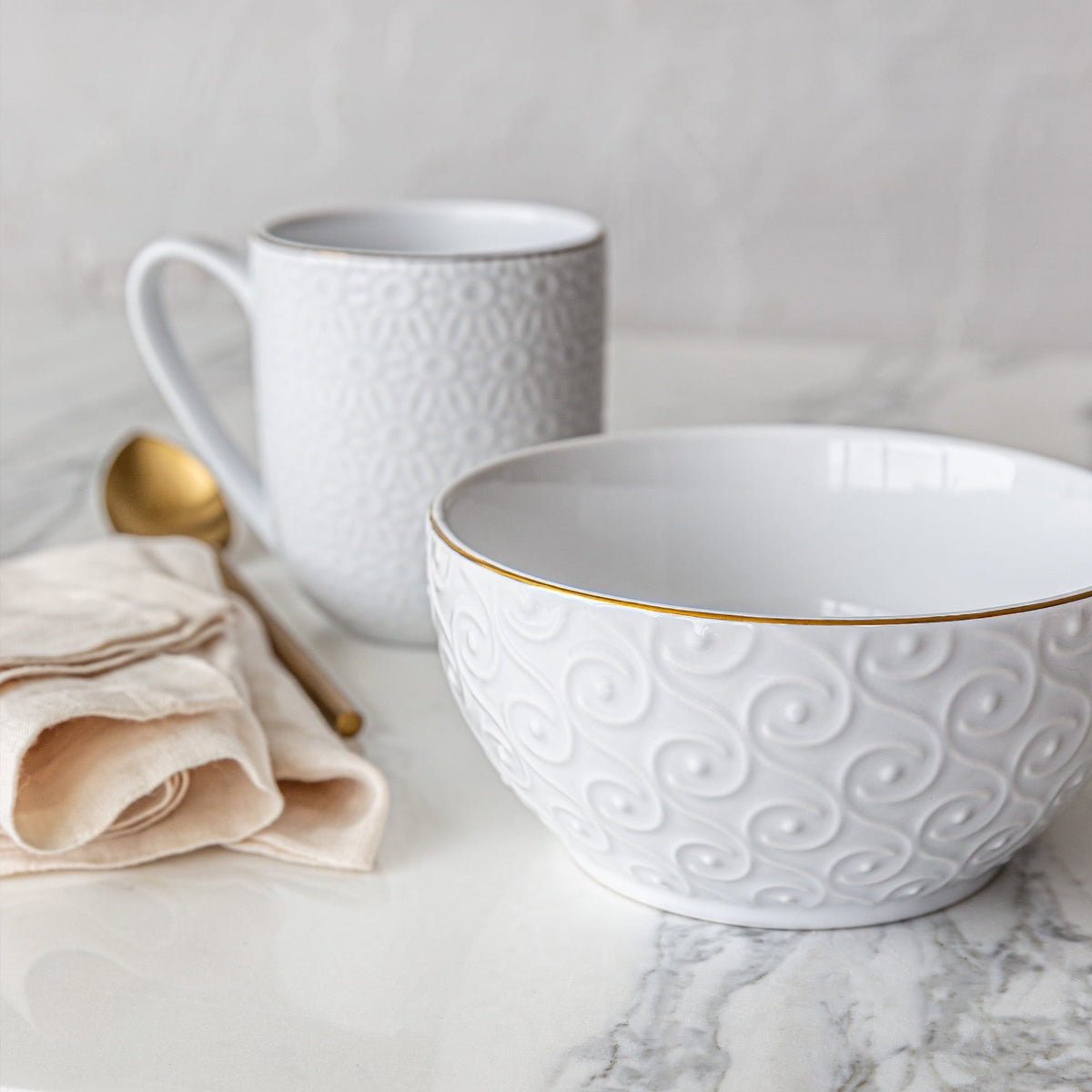 Sofia Home 4 Pack White Stoneware Bowls By Sofia Vergara