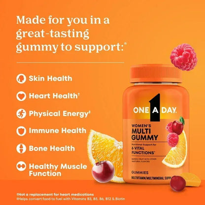 One A Day Womens Multivitamin Gummy with B Vitamins, Biotin, Skin Health Support 80 Count