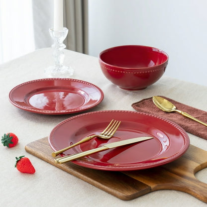 Mainstays Brynn 12-Piece Stoneware Dinnerware Set Red
