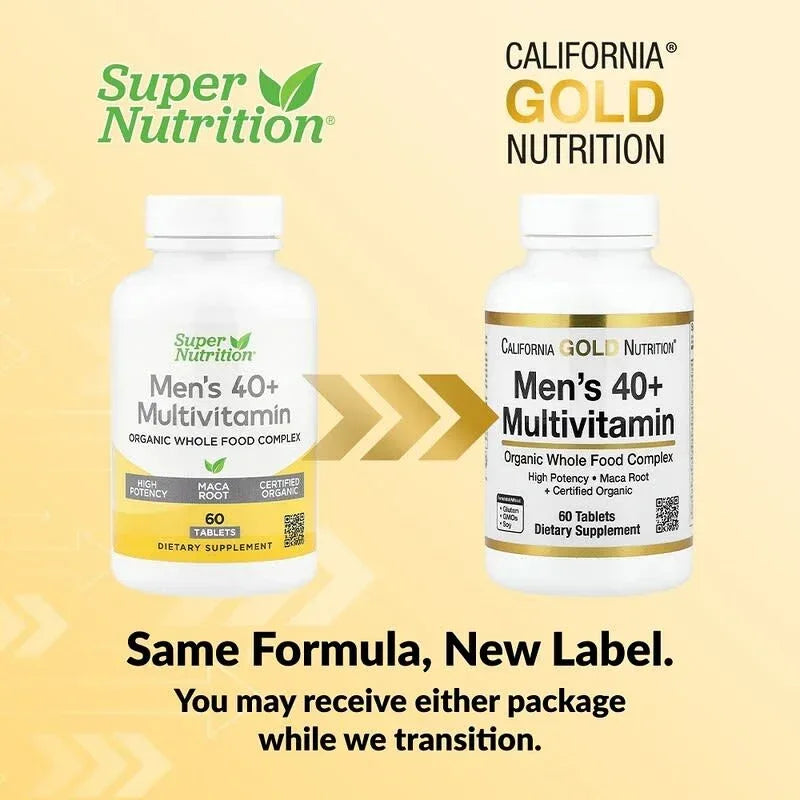 California Gold Nutrition, Organic Whole Food Men's 40+ Multivitamin with Organic Amla Extract, Organic Sunflower Extract, Organic Moringa Extract, and Organic Shiitake Extract , 60 Tablets