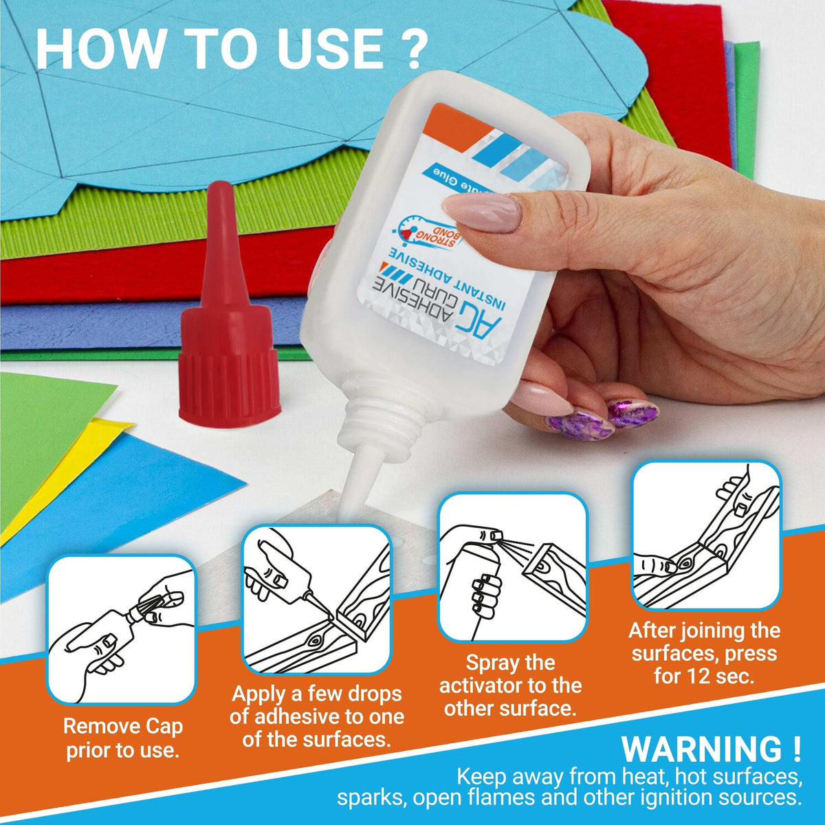 Adhesive Guru -Premium Cyanoacrylate Super Glue (1.7 oz - 6.76 fl oz) for Woodworking, Plastic, Metal, Leather, DIY, Ceramic & Craft | Instant Bond