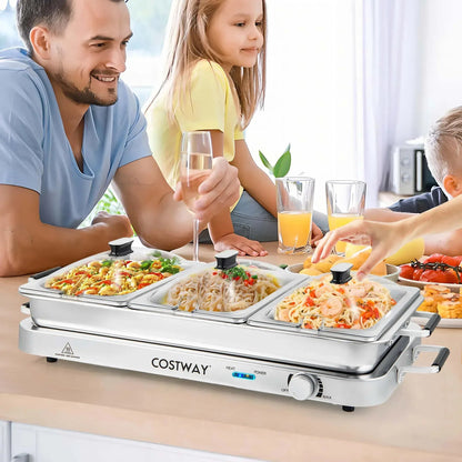 Costway Food Warmer Buffet Server 450W Stainless Steel Electric Warming Tray for Parties