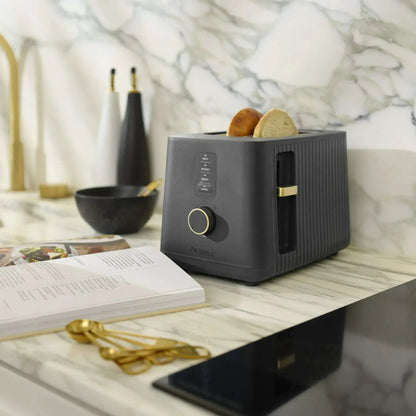 Thyme & Table 2-Slice Toaster, Extra-Wide Slots with Slide-Out Removable Crumb Tray, Slate Grey
