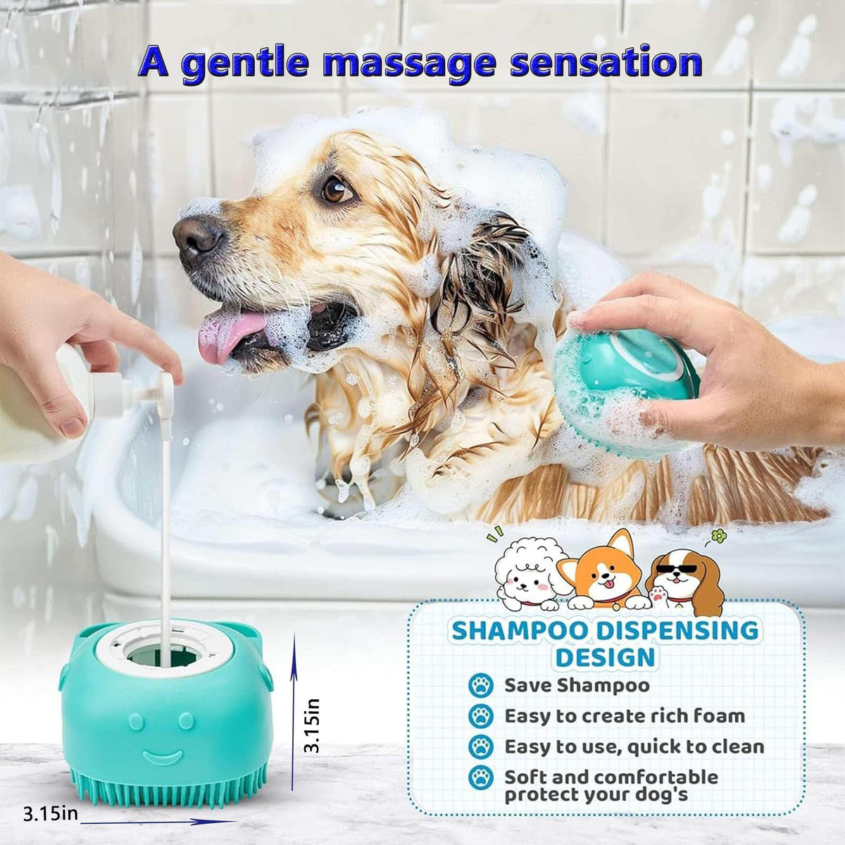 DXIMRX 7 Pcs Cat Dog Brush Grooming Kits, Best Combo Brush for Dogs Cats, Blue