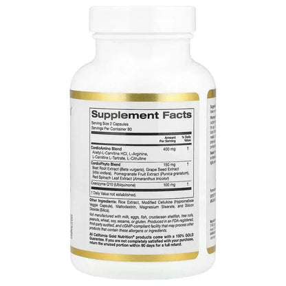 California Gold Nutrition, Cardio Complex with CardioAmino Blend, CardioPhyto Blend and Coenzyme Q10, 180 Veggie Capsules