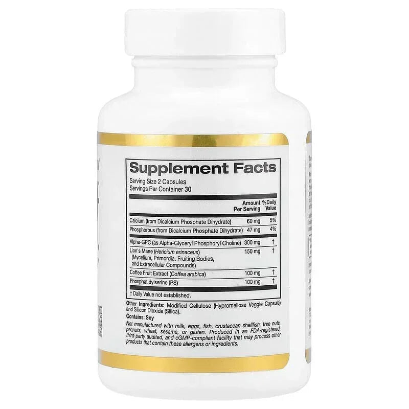 California Gold Nutrition, MEM Boost™, Memory & Cognitive Support with Alpha-GPC, Lion's Mane Extract, Coffee Fruit Extract and Phosphatidylserine, 60 Veggie Capsules
