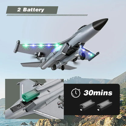 4DRC G1 RC Plane with 2 Take-off Modes, 2 Batteries and Light, 2.4GHz 4 Channel 6 Axis Gyro Stabilizer RTF Glider Remote Control Aircraft Planes Jet Fighter Toys Gift for Boys Kids Adults Beginners