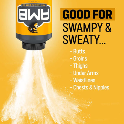 Anti Monkey Butt Travel-Size Body Powder with Calamine - Talc-Free Sweat, Odor, & Friction Relief - Chafing Protection for Active Lifestyles - 1.5 oz - Pack of 12