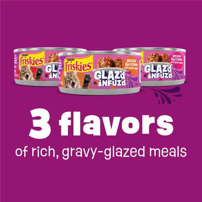 Friskies Glaz’d and Infuz’d Chicken, Crab & Shrimp Flavor Chunks in Gravy Wet Cat Food Variety Pack, 5.5 oz. Can (12 Pack)