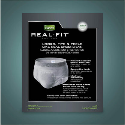 Depend Real Fit Adult Diapers, Incontinence Underwear for Men, Disposable, Maximum Absorbency, Small/Medium, Black, 56 Count (2 Packs of 28), Packaging May Vary