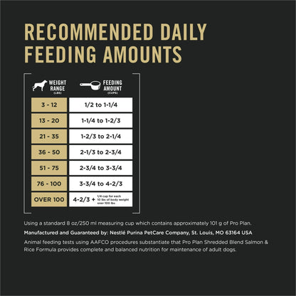 Purina Pro Plan Complete Essentials Shredded Blend Salmon and Rice Dry Dog Food Formula with Probiotics for Dogs, 5 lb Bag