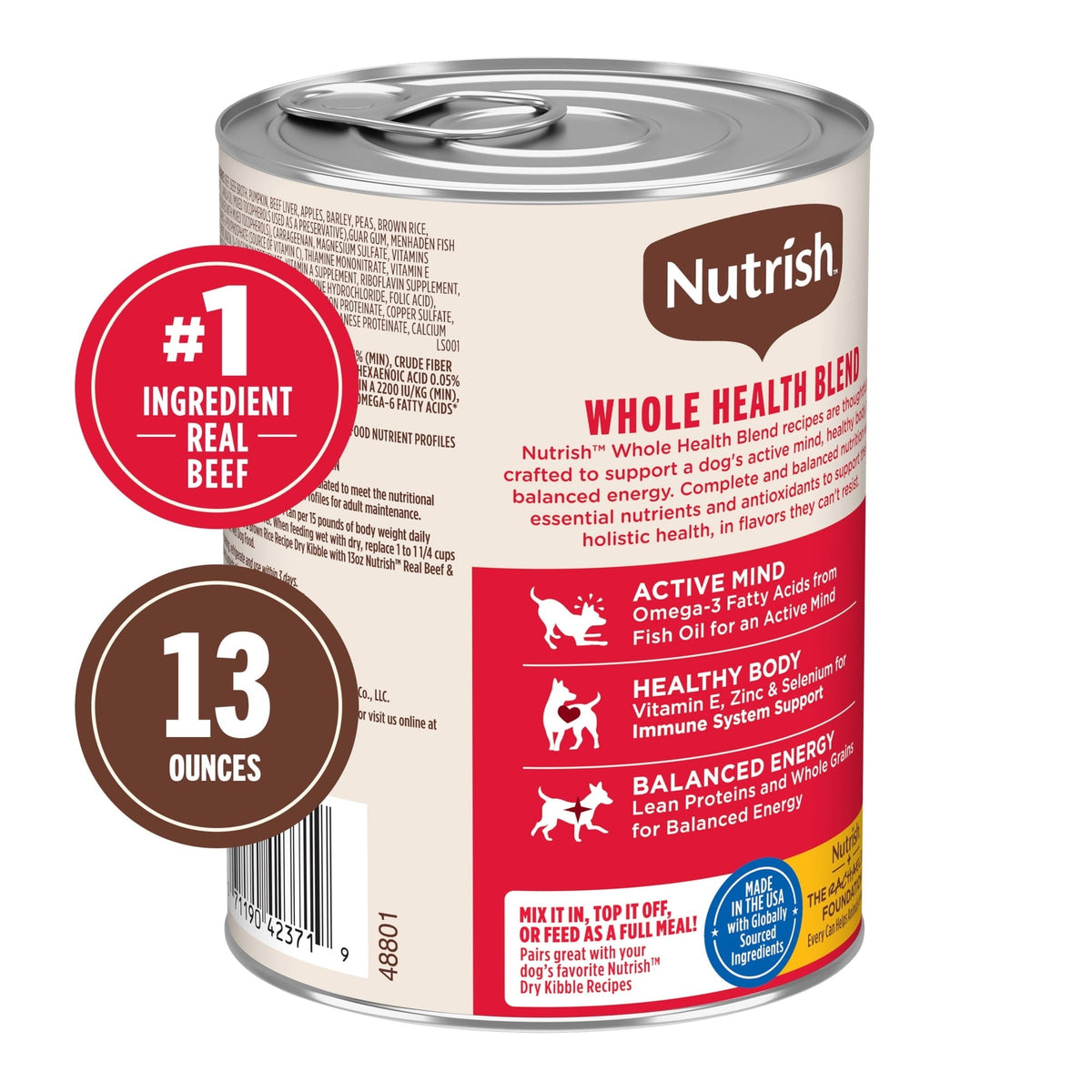 Nutrish Real Beef & Pumpkin Recipe Whole Health Blend Premium Paté Wet Dog Food, 13 oz. Can (Rachael Ray)