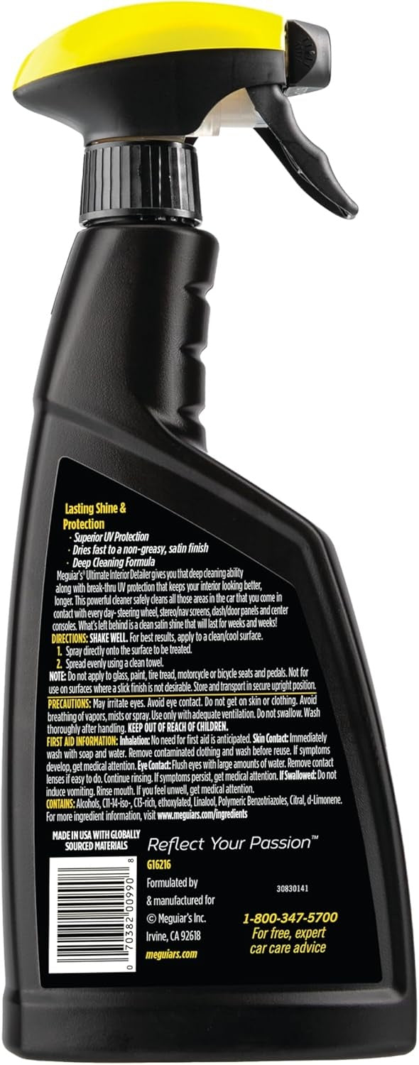 Meguiar's G16216 Ultimate Interior Detailer, Protects Interior Surfaces from Dirt & Grime, Leaves Your Surfaces Protected from UV Rays & Giving It a Lasting FinishSpray Bottle, 15.2 Oz (Pack of 2)