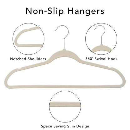 Better Homes & Gardens Velvet Adult Clothing Hangers, Beige, Non-Slip, Space Saving, 30 Count